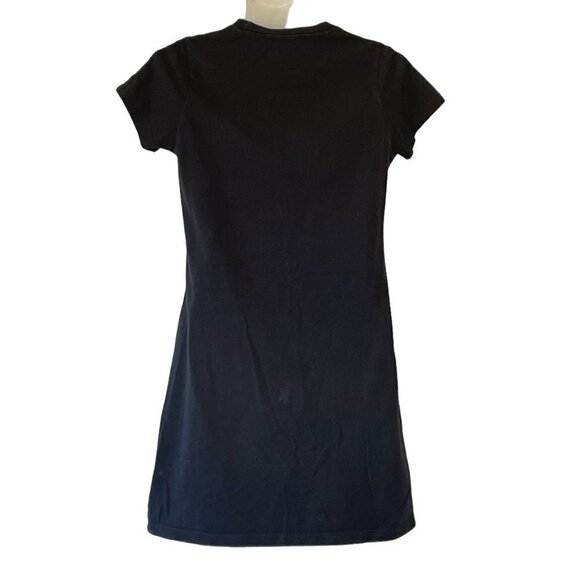 Adidas Girls T-Shirt Dress Black with White Trefoil Logo and Trim     Size M - Picture 3 of 7